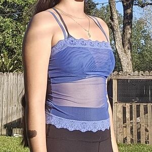 Blue Lace Trim Women’s Top